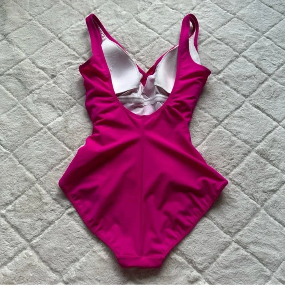 Gottex | Magenta Lattice Surplice One Piece Swimsuit | Size 12